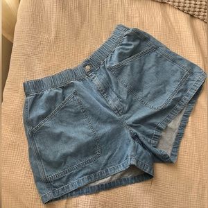 Madewell Pull On High Waisted Denim Shorts with Pockets